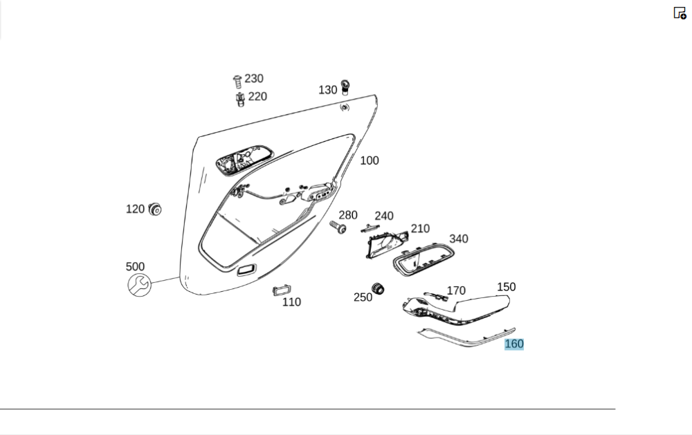 Mercedes-Benz  A1767301222 2A17 Декоративна хром накладка на ручці задньої правої дверної карти CLA Shooting Brake X117 CLA C117 GLA X156 Одеса - фото 1