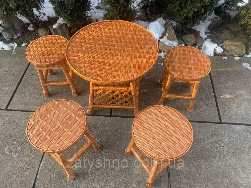 Мебель плетеная с 4 табуретками и круглым столом Киев - изображение 2