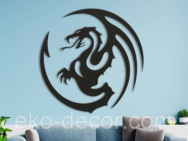 Декоративное настенное Панно «Дракон» Декор на стену 70*70 см, Черный Киев - изображение 5