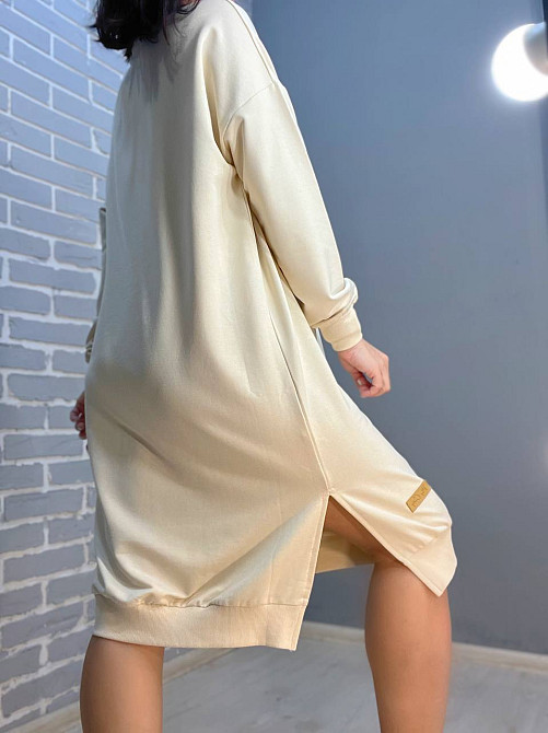 Сукня жіноча MY CITY 8211 спортивна середня довжина розрізи знизу резинка двунитка one size, молочний, one size Київ - фото 2