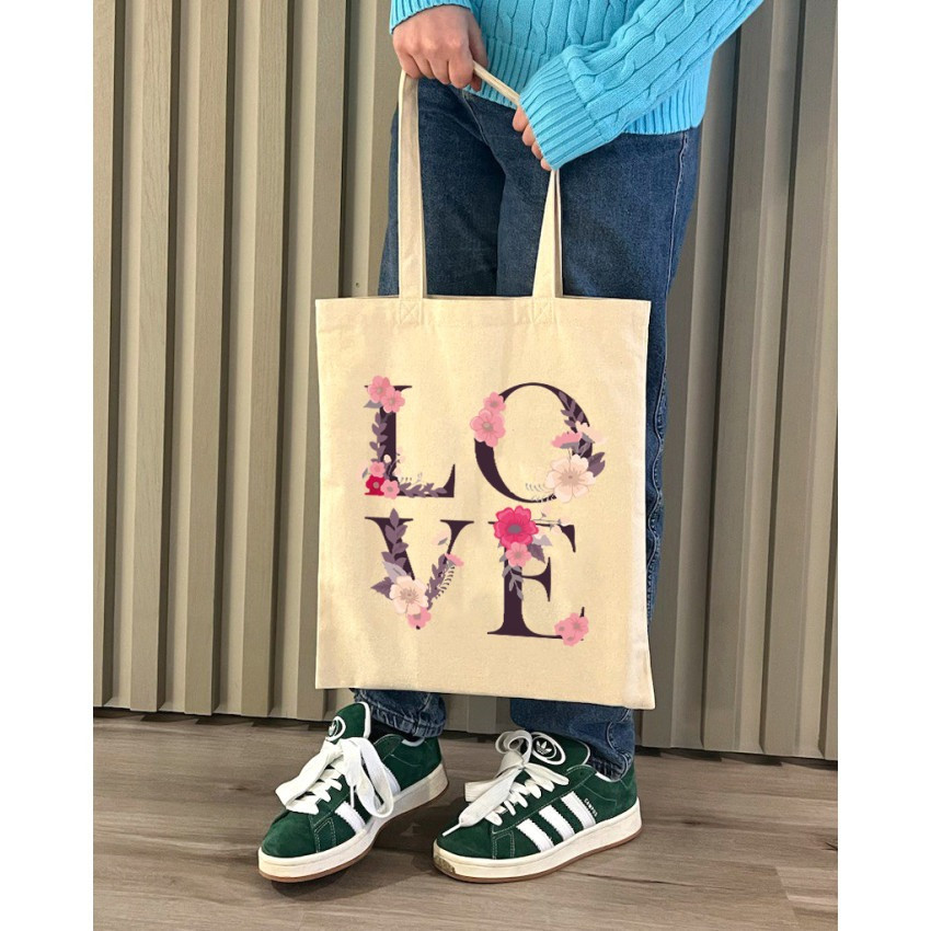 Екошопер Bookopt ВК4072 LOVE (квіти), бежевий Луцк - изображение 8