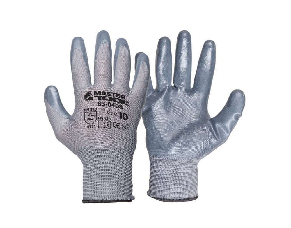 MASTERTOOL Рукавички трикотажні безшовні MASTERTOOL нітрилове покриття долоні 10" 12 пар сірі 8 Коломия - фото 3