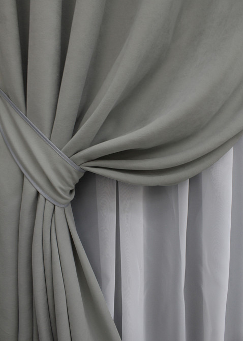 Комплект готовых штор VR-Textil Микровелюр Petek № 1477ш Светло-серый 150х265 см 2 шт (39-997) Киев - изображение 5