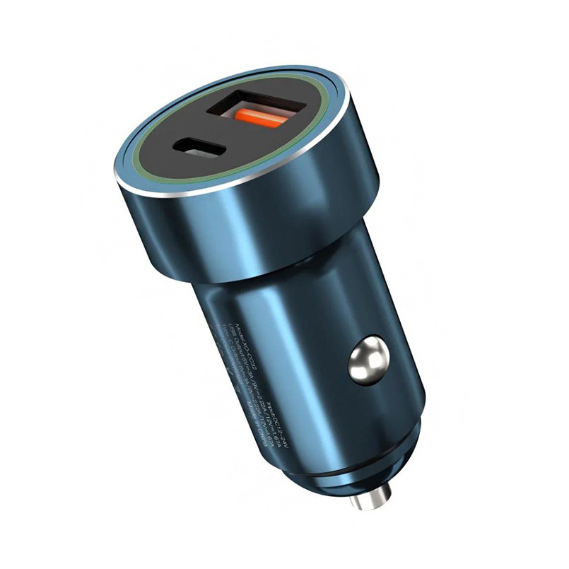Автомобільний зарядний пристрій XO CC32 PD+QC3.0 20W USB + Type-c синій Львів - фото 1