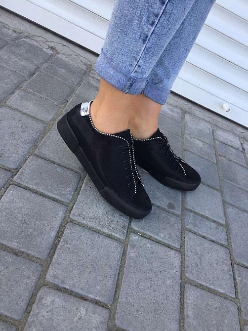 Сліпони жіночі D and V чорні натуральна шкіра-сатин низький хід 39р.-25см (2236) Коломия - фото 1