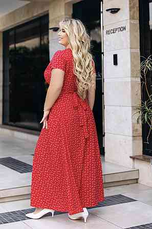 Довга літня сукня у квітковий принт "Bestie" | Батал Червоний, 50 Київ