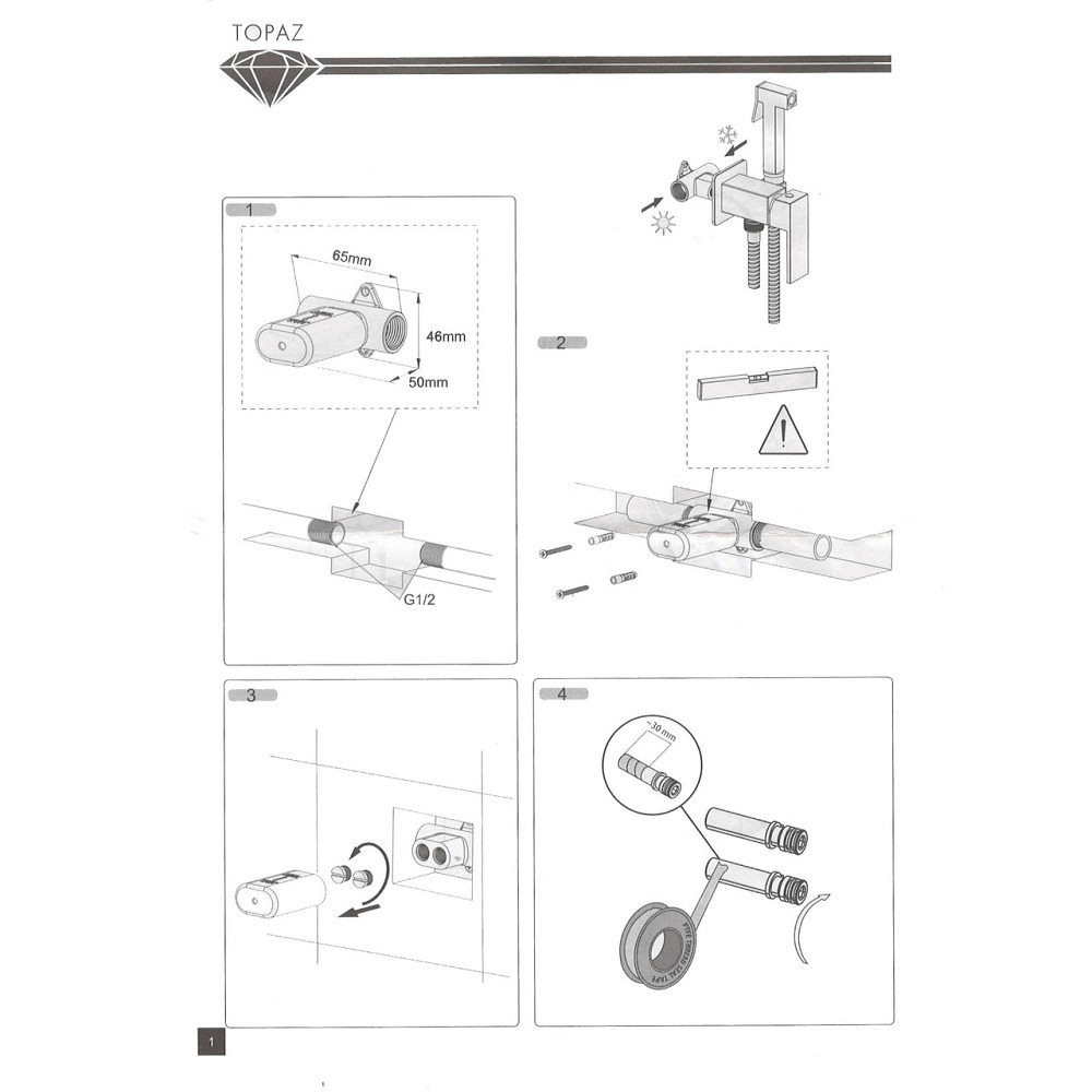 Змішувач гігієнічний TOPAZ LEXI TL 21106-H57-BL (000020990) Київ - фото 5