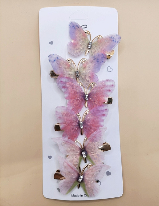 Комплект шпильок "Метелики" 6 шт. Різнокольоровий 8 Сміла - фото 1