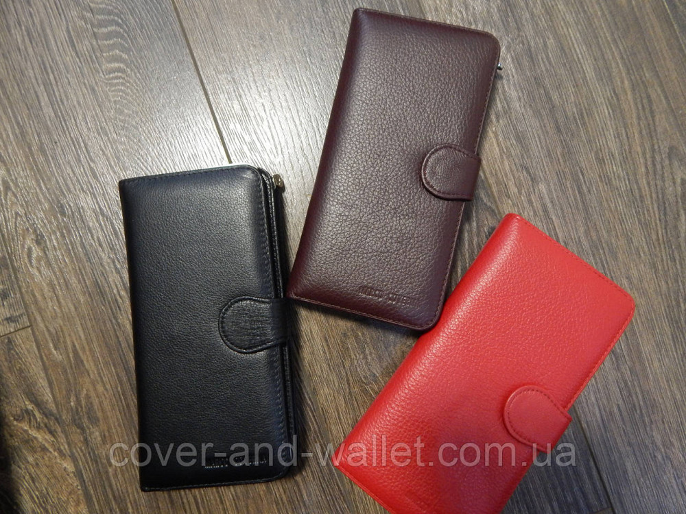 Стильный кожаный кошелек купюрник бордового цвета  Marco Coverna Киев - изображение 10