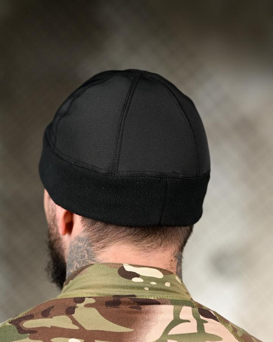 Флисовая шапка докерка черная ВТ6852 Одесса - изображение 2