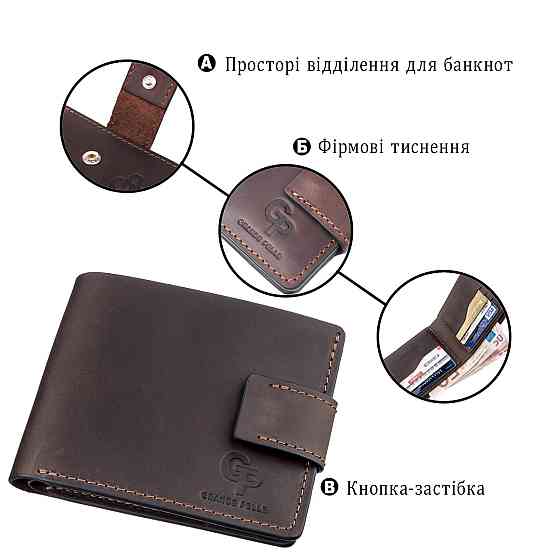 Тонкое кожаное портмоне унисекс Коричневое (GRANDE PELLE) Киев