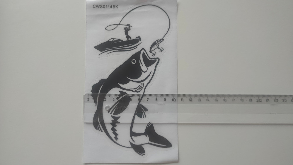 Наклейка на авто Рибак з великою рибою Чорна Київ - фото 3