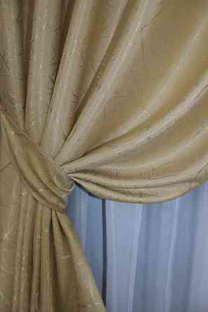 Комплект штор на люверсах VR-Textil Льон Савана № 982ш Бежевий 150х250 см 2 шт (37-0099) Київ