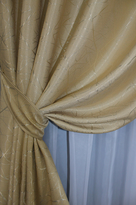 Комплект штор на люверсах VR-Textil Льон Савана № 982ш Бежевий 150х250 см 2 шт (37-0099) Київ - фото 4