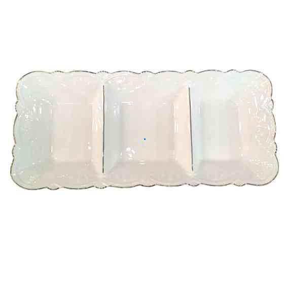 Менажниця порцелянова на 3 секції для закусок 30×14×3.5 (см) тарілка менажниця прямокутна для сервірування Біла 120-YH-HG016 Київ