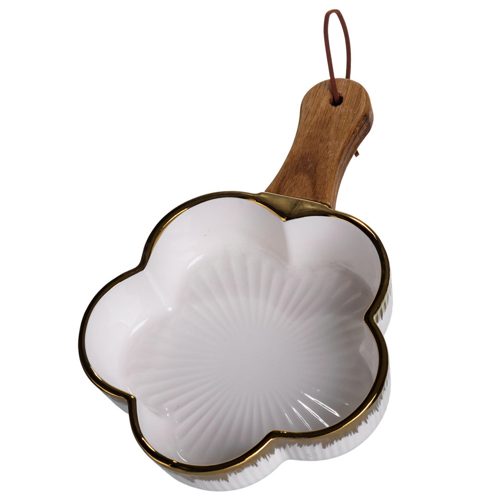 Глубокая фарфоровая тарелка с ручкой 