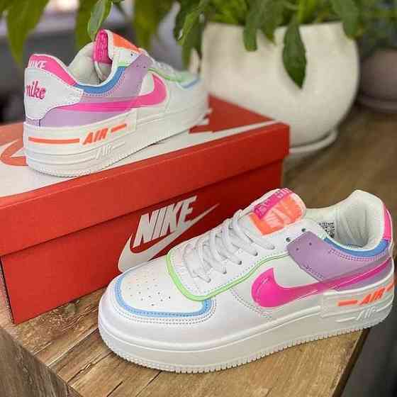 Кроссовки Nike Force Белые Женские Кожаные Найк Форсы Разноцветные Shadow (размеры: 36,37,38,39,40,41) - 51 Днепр