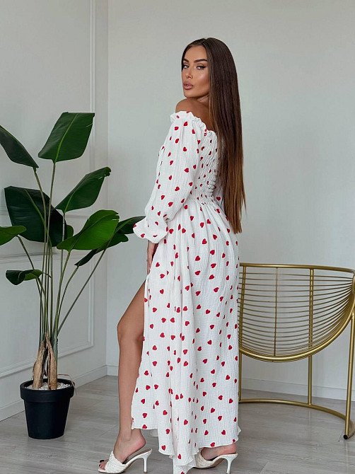 Женское романтичное легкое макси платье с сердцем муслин 100% хлопок Одесса - изображение 2