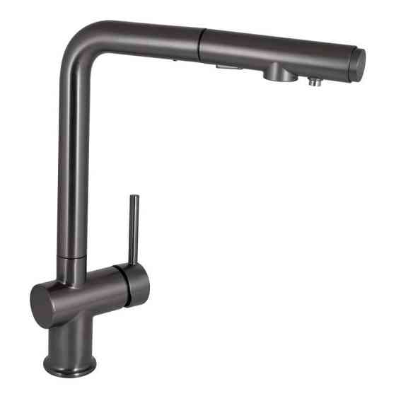 Смеситель для кухни Qtap Rozcesti с выдвижным изливом и подключением к фильтру QTROZ367GMB45942 графит Киев