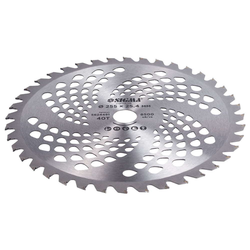Sigma Диск для триммера с твердосплавными напайками Ø255×25.4мм 40Т SIGMA (5624491) Киев - изображение 2
