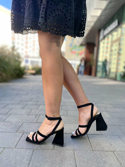 LIRIO Стильні жіночі босоніжки чорні з натуральної замші на грубому каблуці LIRIO L0282/8073-СТ Коломыя - изображение 8