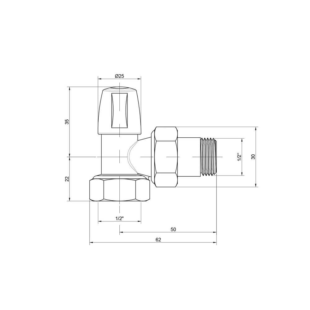 Кран радіаторний Icma 1/2" кутовий без ручки No805 Київ - фото 7