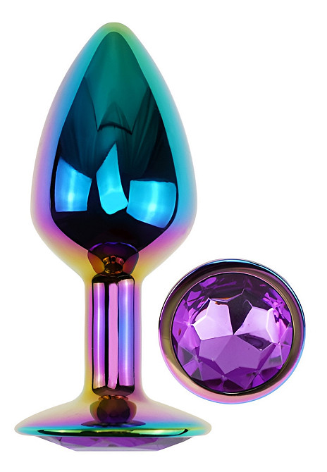 Анальна пробка з кристалом EGZO - Multicolor Round Plug Purple size S Sex Aura Київ - фото 2