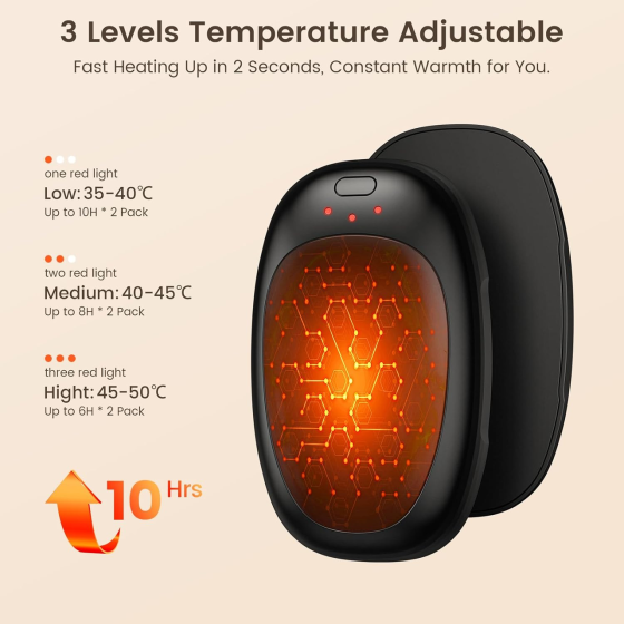 Аккумуляторные грелки для рук Jonwall 2 шт 2000 мАч USB Type-C, электрические карманные грелки с 3 режимами нагрева до 10 часов, ч Киев
