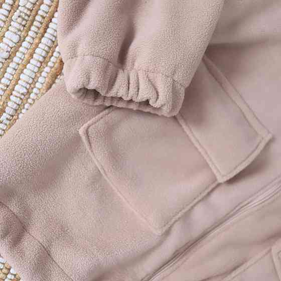 Жіноча тепла флісова толстовкана змійці з капюшоном бежева Mrou Кам'янець-Подільський