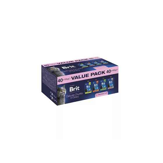 Корм влажный Brit Premium by Nature Value Pack для стерилизованных кошек кусочки в соусе пауч 100 г/40 шт Киев