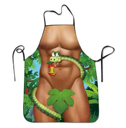 Фартух з приколом чоловічий торс зі змією кухонний фартух для барбекю Київ