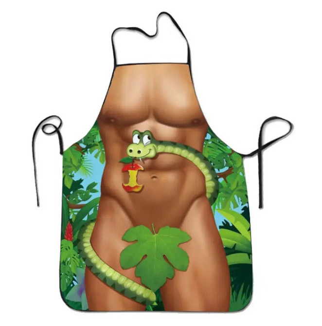Фартух з приколом чоловічий торс зі змією кухонний фартух для барбекю Київ - фото 2