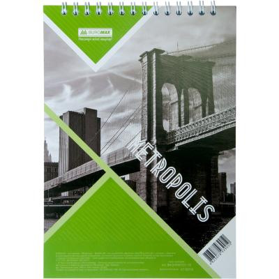 Блокнот Buromax на пружине сверху METROPOLIS, А-5, 48л., клетка, карт.облож (BM.24545101-15) Винница - изображение 1
