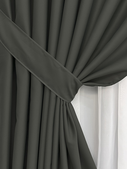 Комплект готових штор VR-Textil Блекаут Midnight № 1400ш Темно-сірий 125х290 см 2 шт (39-0070) Київ - фото 5