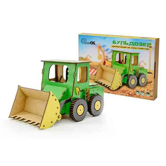 Дитячий дерев'яний 3D конструктор "Бульдозер" Puz-26918, 91 деталь Вінниця