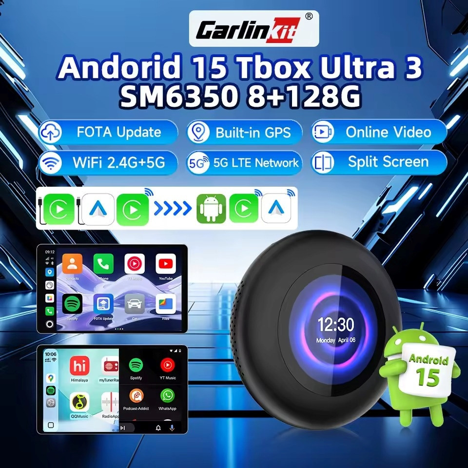 FM-трансмітер CarlinKit Tbox Ultra v.3 SM6350 8/128 Android 15+ бездротовий CarPlay та Android Auto Вінниця - фото 5
