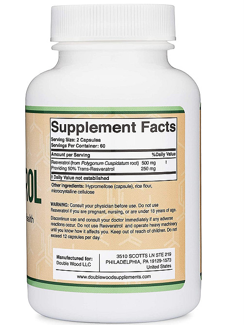 Ресвератрол Double Wood Resveratrol 250 mg 120 capsules Луцьк - фото 2