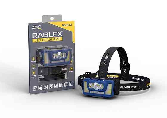 Налобний ліхтар Rablex RB965, жовтий+білий+червоний, 3хT6+4хCOB, сенсор, акум, Type-C Дніпро