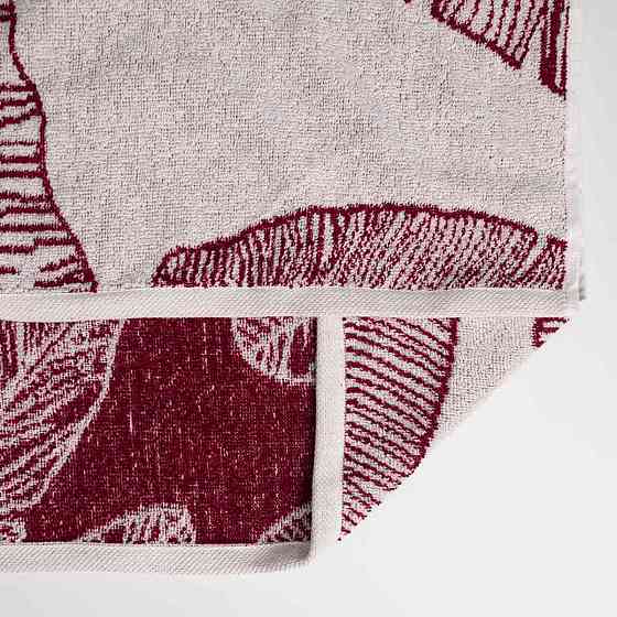 Набор махровых полотенец с рисунком перо 3шт GM Textile 40х70см, 50х90см, 70х140см 400г/м2 (Красный) Сумы