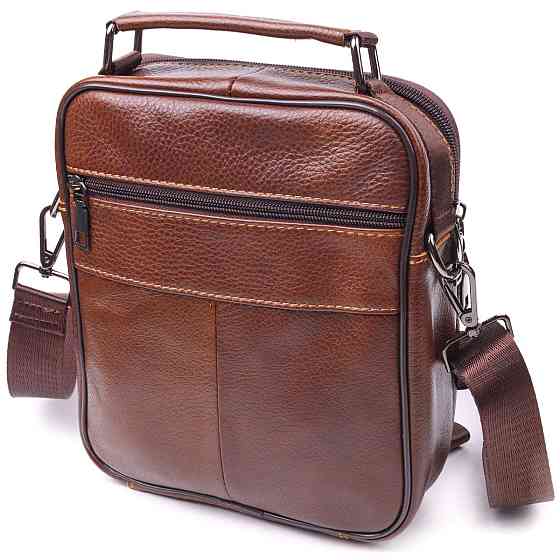 Стильна чоловіча сумка з натуральної шкіри 21275 Vintage Коричнева Київ