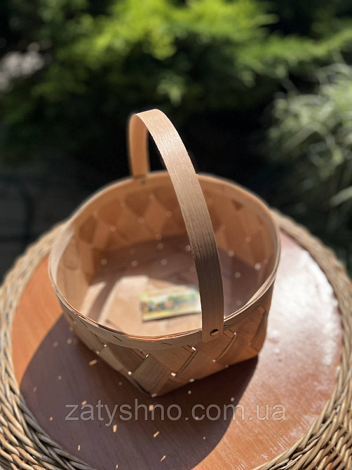 Кошик плетений зі шпону великий Київ - фото 2