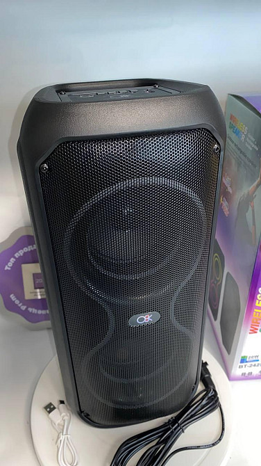 Колонка музична портативна Bluetooth з мікрофоном 4" BT-2425, 20Вт, FM-радіо, USB, TF, AUX, LED підсвітка Одеса - фото 4