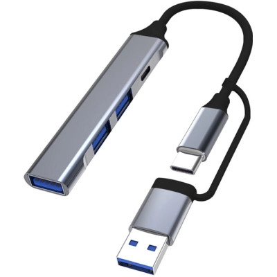 Концентратор Dynamode USB Type-C + USB-A to 1хUSB-C 3.0 1хUSB-A 3.0 2xUSB-A 2.0 dark grey (DM-UH-314AC) Вінниця - фото 1