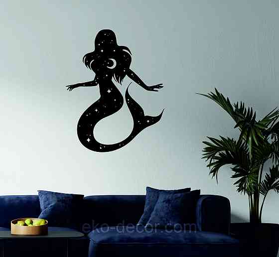 Декоративное настенное 3D Панно «Русалочка» Декор на стену с объемом 110*88 см, Черный Киев