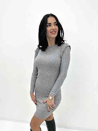 Тепла сукня рубчик "Hillary" оптом | Норма Сірий, 46-48 Київ