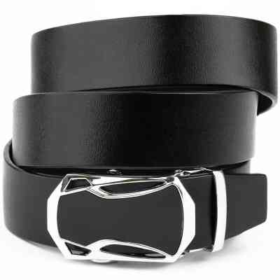 Ремень Vintage Мужской с пряжкой автомат с черной вставкой Черный (20254) Винница