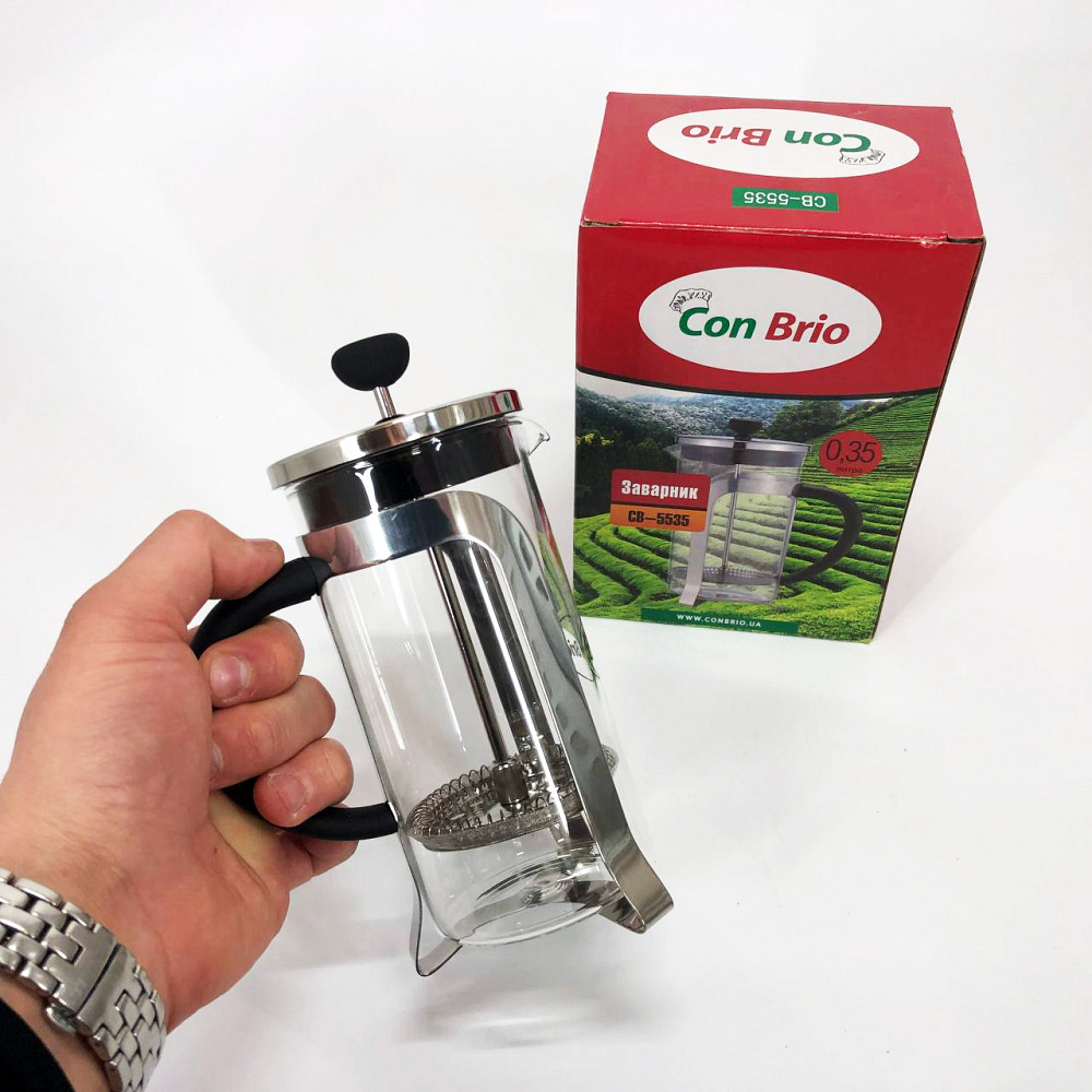 Френч-пресс из качественого материала Con Brio CB-5535 350 мл, Качественный заварочный чайник с прессом EV-34 Львов - изображение 9