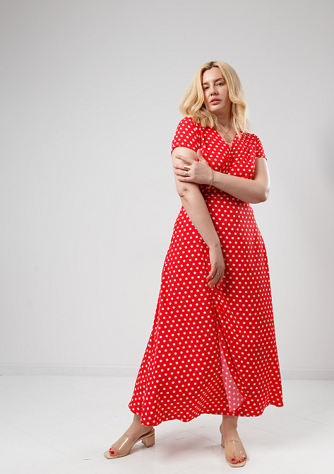 Летнее платье в пол Кайли батал 50, Красный Киев - изображение 1