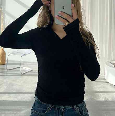 Стильний жіночий лонгслів "поло" з коміром Чорний, 46/48 Одеса