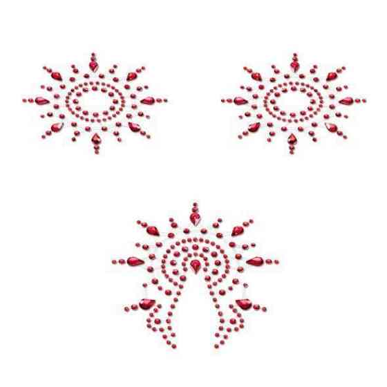 Пестіс з кристалів Petits Joujoux Gloria set of 3 - Red, прикраса на груди та вульву Sex Aura Київ